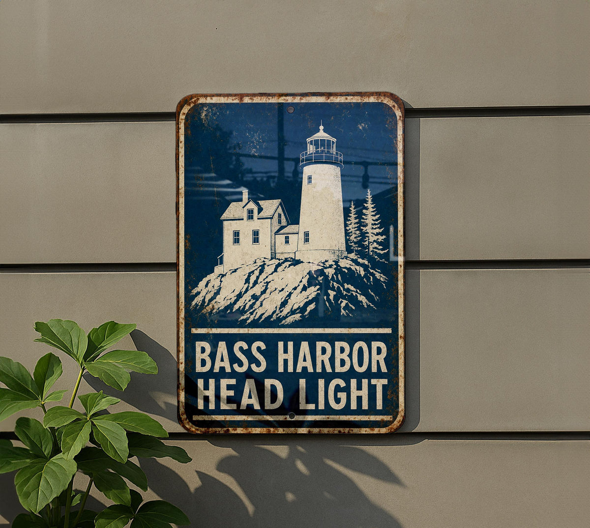 Bass Harbor Head Light Lighthouse Metal Sign Vintage Blueprint Style Maine Coastal Landmark Wall Decor — photo 5