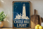 Castle Hill Light Lighthouse Metal Sign, Vintage Blueprint Style Coastal Rhode Island Nautical Wall Decor — photo 4