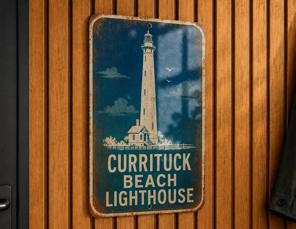 Currituck Beach Lighthouse Metal Sign, Vintage Blueprint Style Lighthouse Wall Decor, Outer Banks North Carolina Coastal Sign — photo 6