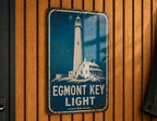 Egmont Key Light Lighthouse Metal Sign, Vintage Blueprint Coastal Florida Lighthouse Wall Decor, Nautical Beach House Sign — photo 1