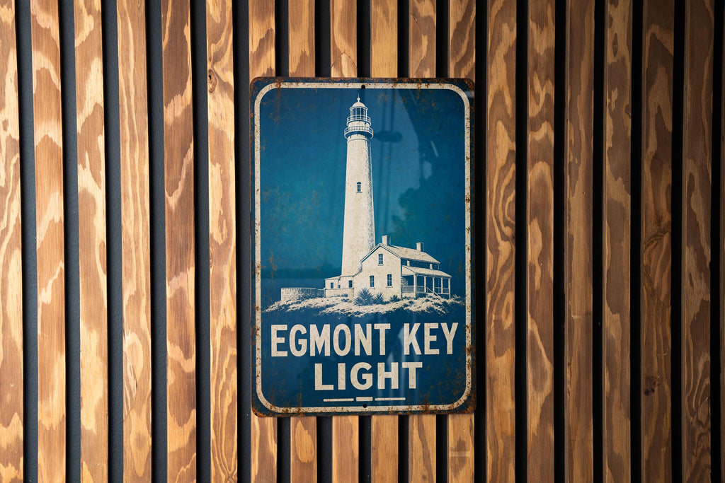 Egmont Key Light Lighthouse Metal Sign, Vintage Blueprint Coastal Florida Lighthouse Wall Decor, Nautical Beach House Sign — photo 6