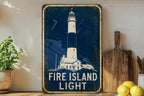 Fire Island Light Lighthouse Metal Sign, Vintage Blueprint Style Lighthouse Wall Decor, Coastal Nautical Beach House Sign — photo 3
