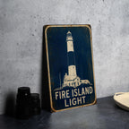 Fire Island Light Lighthouse Metal Sign, Vintage Blueprint Style Lighthouse Wall Decor, Coastal Nautical Beach House Sign — photo 6