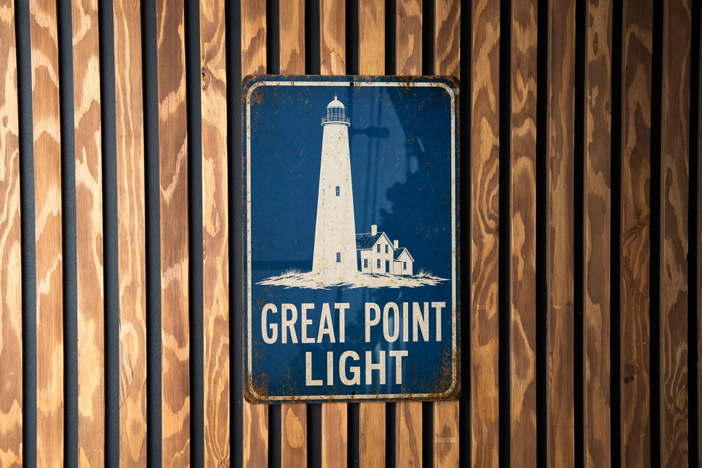 Great Point Light Lighthouse Metal Sign, Vintage Blueprint Style Coastal Nautical Wall Decor, Maine Lighthouse Gift — photo 3