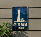Great Point Light Lighthouse Metal Sign, Vintage Blueprint Style Coastal Nautical Wall Decor, Maine Lighthouse Gift — photo 5