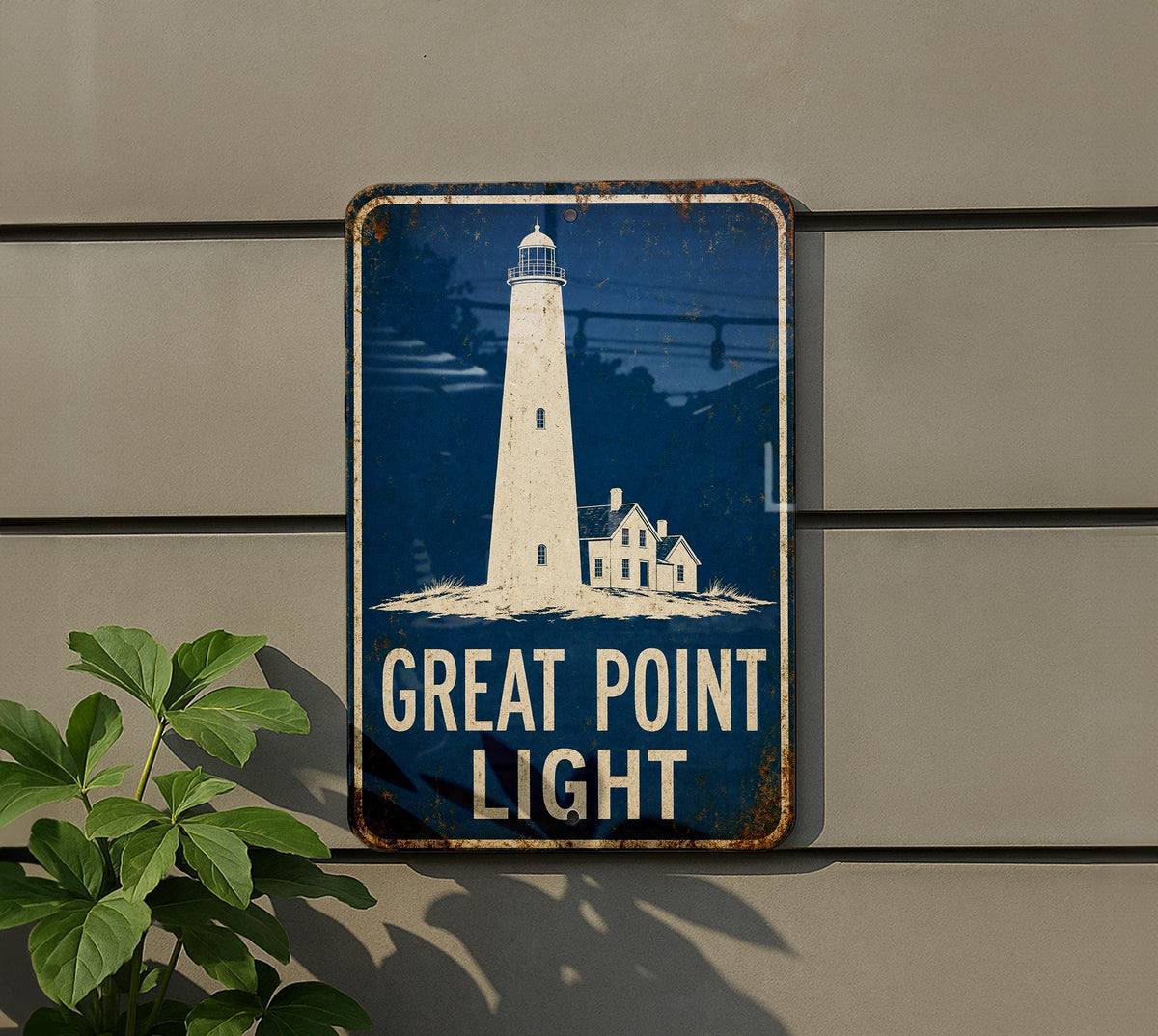 Great Point Light Lighthouse Metal Sign, Vintage Blueprint Style Coastal Nautical Wall Decor, Maine Lighthouse Gift — photo 5