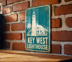 Key West Lighthouse Metal Sign, Vintage Blueprint Style Lighthouse Wall Decor, Florida Keys Coastal Landmark Sign, Nautical Decor — photo 1