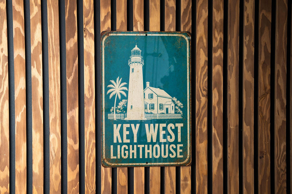 Key West Lighthouse Metal Sign, Vintage Blueprint Style Lighthouse Wall Decor, Florida Keys Coastal Landmark Sign, Nautical Decor — photo 4