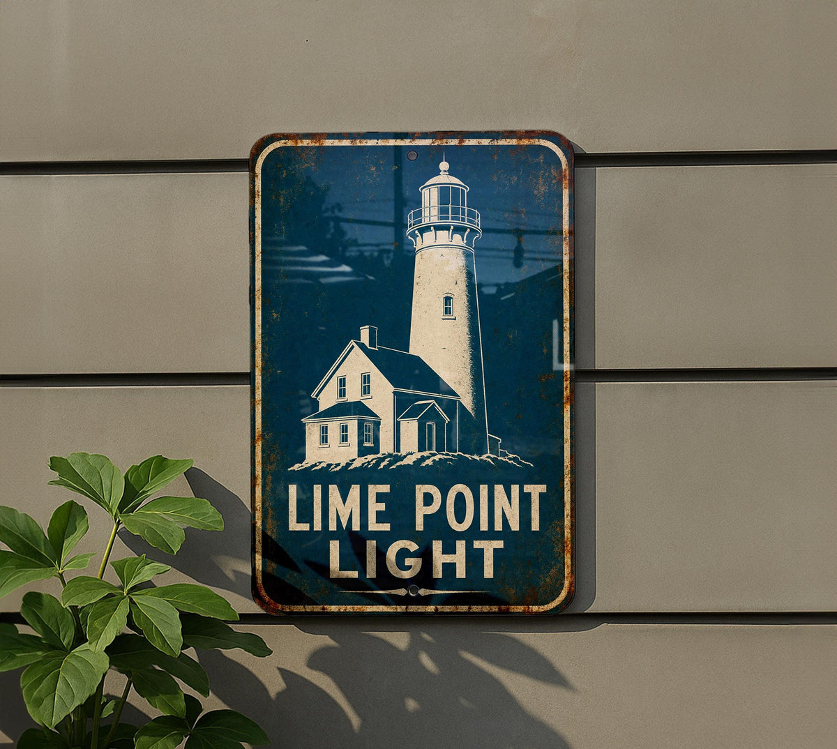 Lime Point Light Lighthouse Metal Sign, Vintage Blueprint Coastal Nautical Decor, Marin County California Lighthouse Sign — photo 5