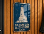 Michigan City East Pierhead Light Metal Sign, Vintage Blueprint Style Lighthouse Wall Decor, Indiana Lake Michigan Landmark Sign — photo 5