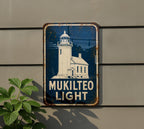 Mukilteo Lighthouse Metal Sign Vintage Blueprint Style Lighthouse Wall Decor Mukilteo Light Station Washington Coastal Gift — photo 1