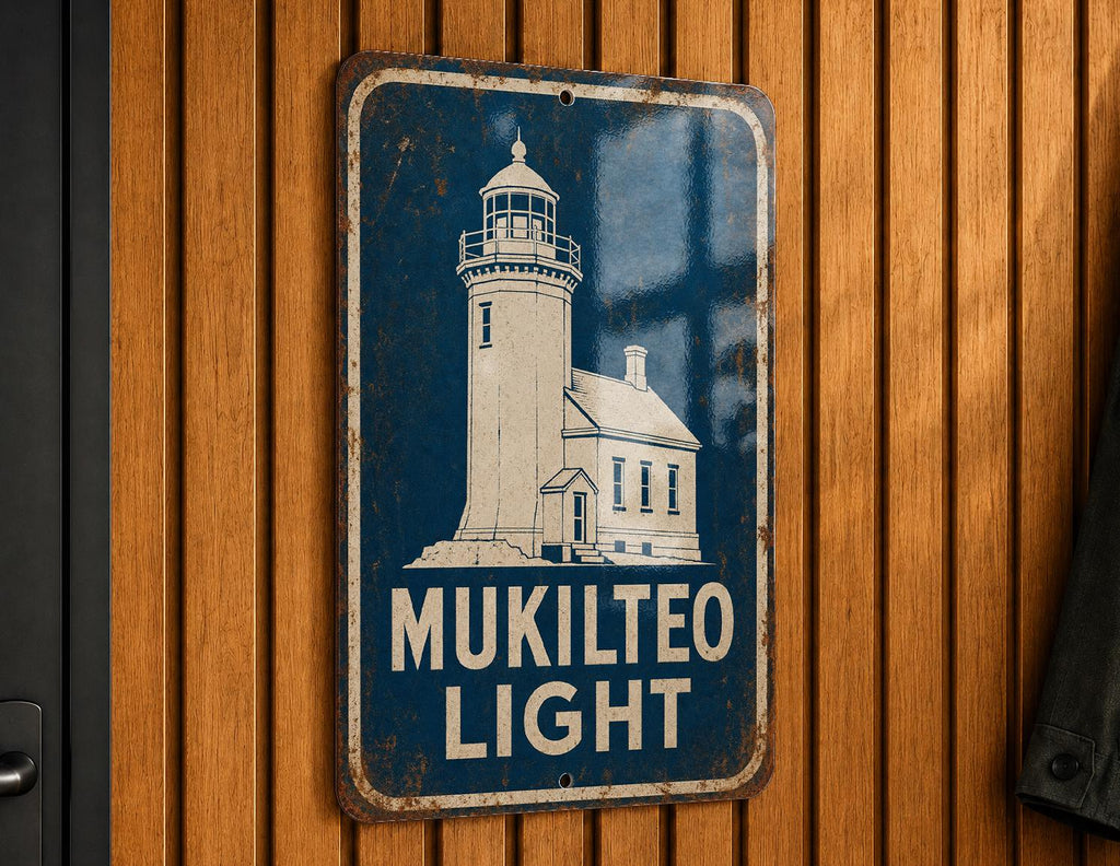 Mukilteo Lighthouse Metal Sign Vintage Blueprint Style Lighthouse Wall Decor Mukilteo Light Station Washington Coastal Gift — photo 3
