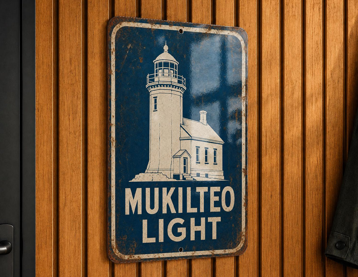 Mukilteo Lighthouse Metal Sign Vintage Blueprint Style Lighthouse Wall Decor Mukilteo Light Station Washington Coastal Gift — photo 3