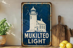Mukilteo Lighthouse Metal Sign Vintage Blueprint Style Lighthouse Wall Decor Mukilteo Light Station Washington Coastal Gift — photo 4