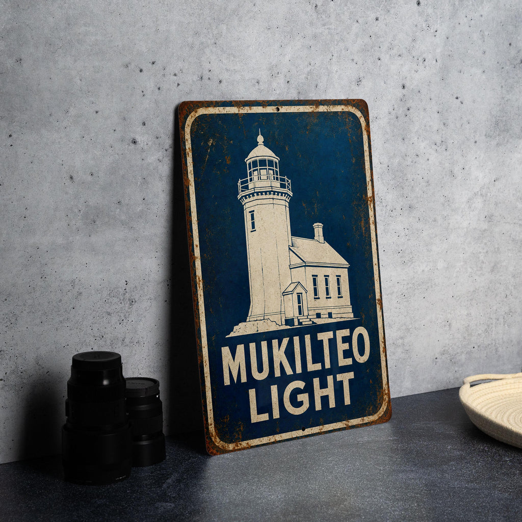 Mukilteo Lighthouse Metal Sign Vintage Blueprint Style Lighthouse Wall Decor Mukilteo Light Station Washington Coastal Gift — photo 5
