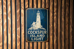 Cockspur Island Light Metal Sign, Vintage Blueprint Style Lighthouse Decor, Georgia Coastal Landmark Sign, Nautical Wall Decor — photo 2