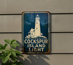 Cockspur Island Light Metal Sign, Vintage Blueprint Style Lighthouse Decor, Georgia Coastal Landmark Sign, Nautical Wall Decor — photo 6