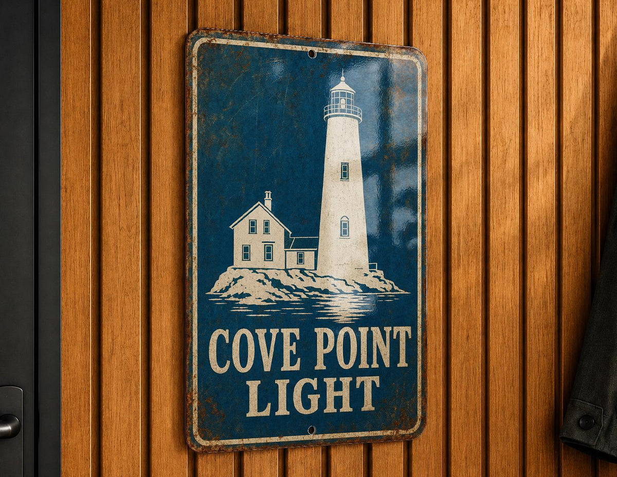 Cove Point Light Lighthouse Metal Sign, Vintage Blueprint Style Coastal Lighthouse Wall Decor, Chesapeake Bay Nautical Sign — photo 4