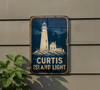 Curtis Island Light Lighthouse Metal Sign Vintage Blueprint Style Coastal Nautical Wall Decor Maritime Lighthouse Gift — photo 4