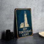 Dry Tortugas Lighthouse Metal Sign, Vintage Blueprint Style Lighthouse Wall Decor, Florida Keys Coastal Nautical Sign — photo 1