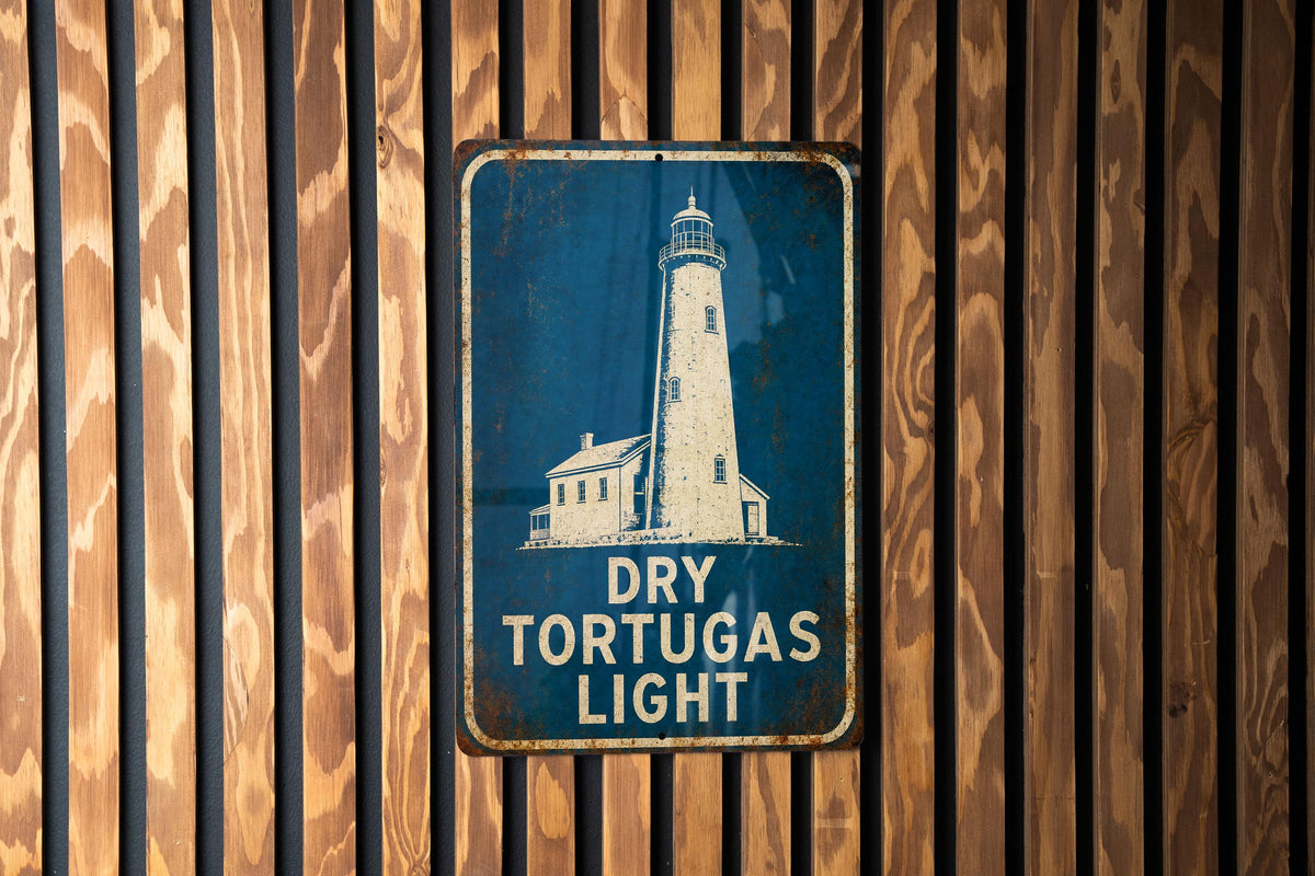 Dry Tortugas Lighthouse Metal Sign, Vintage Blueprint Style Lighthouse Wall Decor, Florida Keys Coastal Nautical Sign — photo 2
