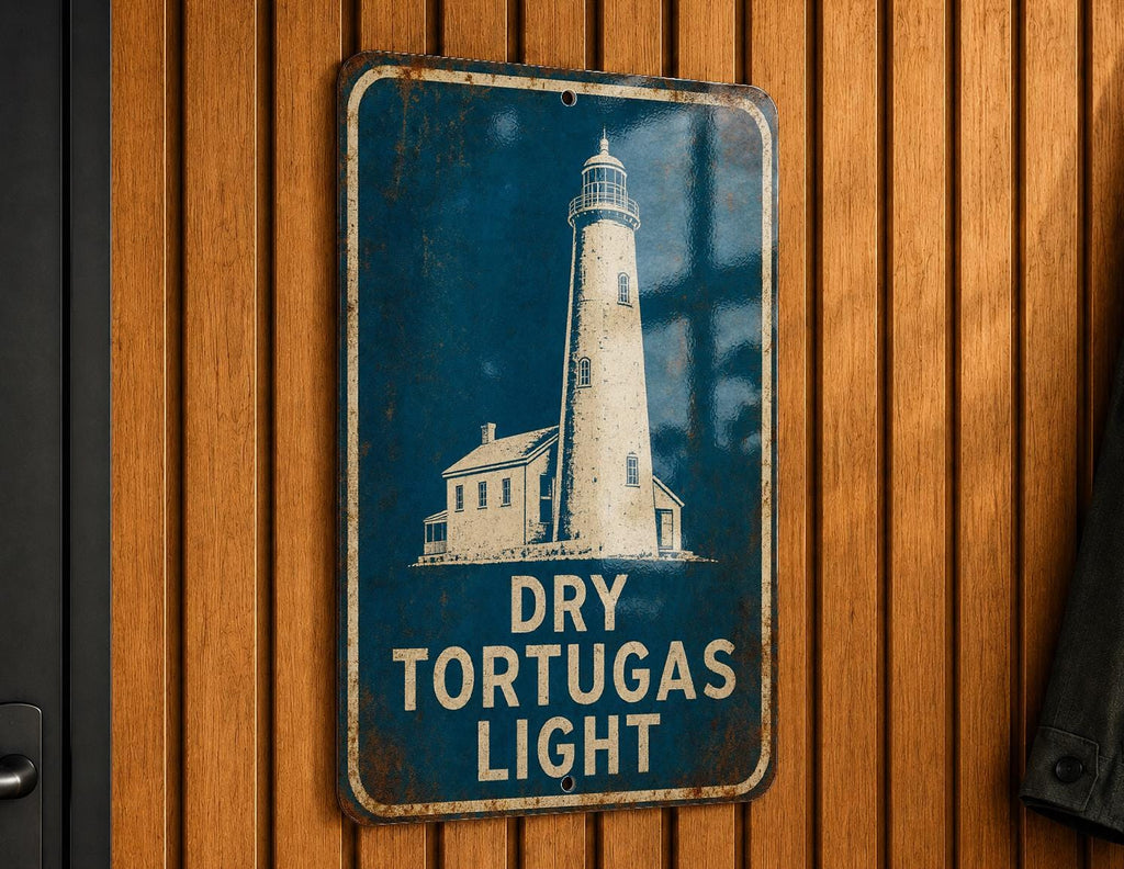 Dry Tortugas Lighthouse Metal Sign, Vintage Blueprint Style Lighthouse Wall Decor, Florida Keys Coastal Nautical Sign — photo 3