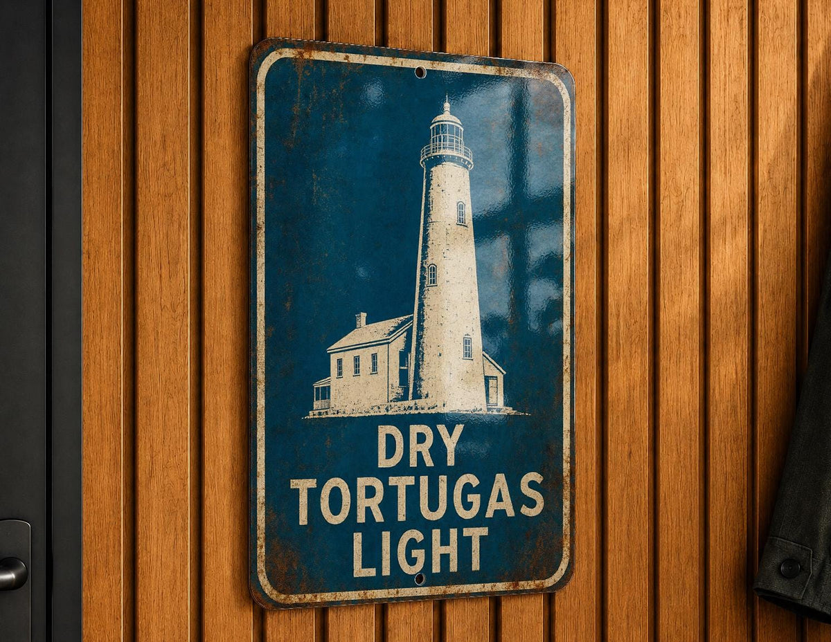 Dry Tortugas Lighthouse Metal Sign, Vintage Blueprint Style Lighthouse Wall Decor, Florida Keys Coastal Nautical Sign — photo 3