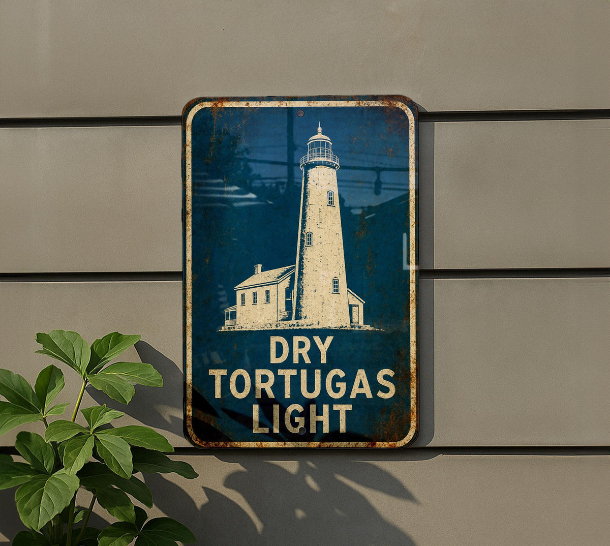 Dry Tortugas Lighthouse Metal Sign, Vintage Blueprint Style Lighthouse Wall Decor, Florida Keys Coastal Nautical Sign — photo 4