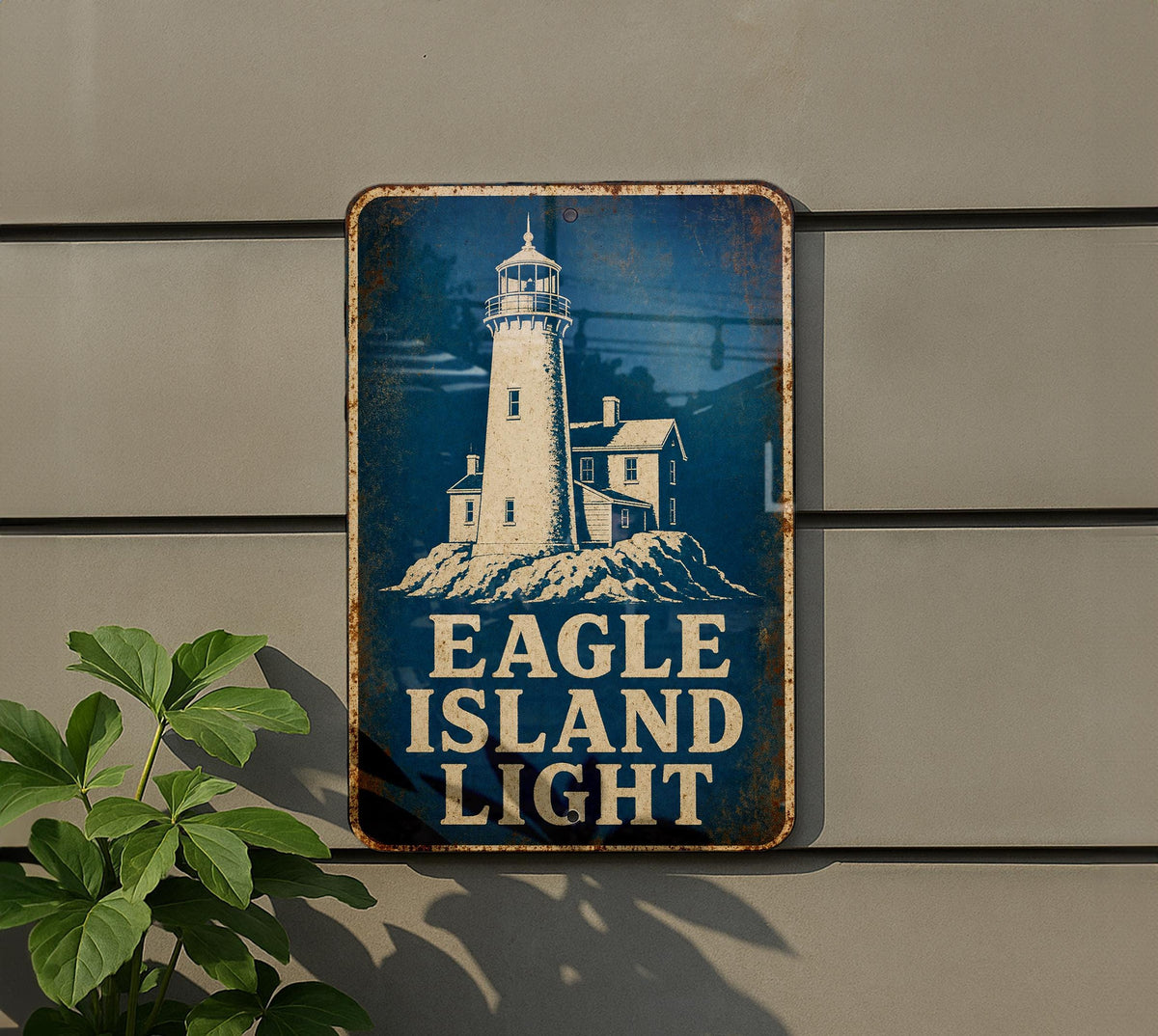 Eagle Island Light Lighthouse Metal Sign Vintage Blueprint Style Coastal Maine Lighthouse Decor Wall Sign — photo 5