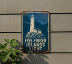Five Finger Islands Light Metal Sign, Vintage Blueprint Style Lighthouse Wall Decor, Coastal Nautical Landmark Sign — photo 4
