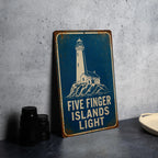 Five Finger Islands Light Metal Sign, Vintage Blueprint Style Lighthouse Wall Decor, Coastal Nautical Landmark Sign — photo 6