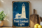 Point Lookout Light Lighthouse Metal Sign, Vintage Blueprint Style Lighthouse Wall Decor, Coastal Nautical Lighthouse Sign — photo 3