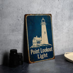 Point Lookout Light Lighthouse Metal Sign, Vintage Blueprint Style Lighthouse Wall Decor, Coastal Nautical Lighthouse Sign — photo 4