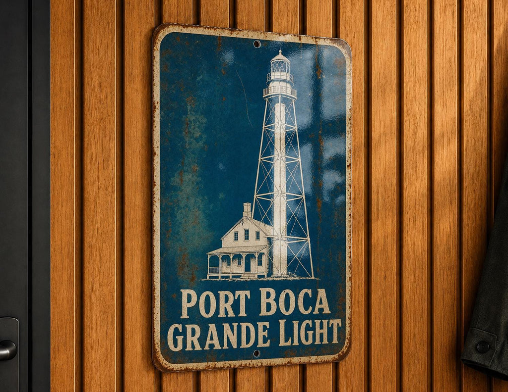 Port Boca Grande Light Lighthouse Metal Sign Vintage Blueprint Style Coastal Nautical Wall Decor Florida Lighthouse Sign — photo 3