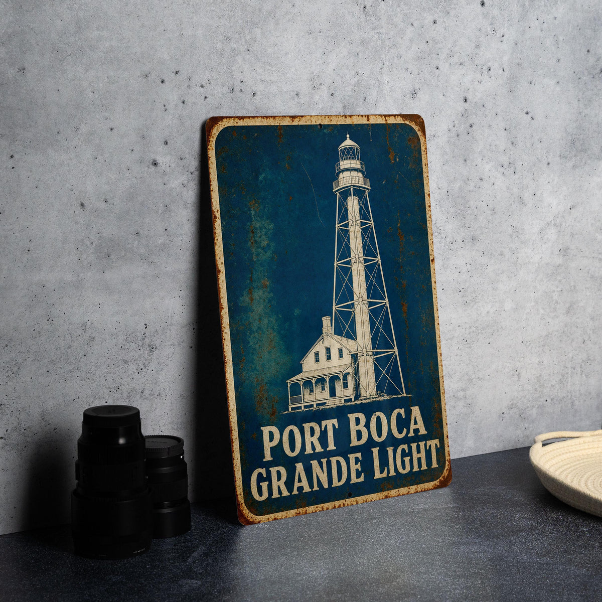 Port Boca Grande Light Lighthouse Metal Sign Vintage Blueprint Style Coastal Nautical Wall Decor Florida Lighthouse Sign — photo 4