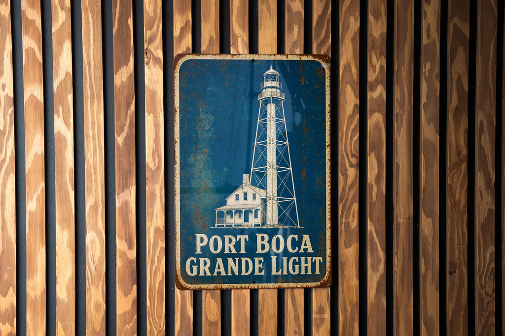 Port Boca Grande Light Lighthouse Metal Sign Vintage Blueprint Style Coastal Nautical Wall Decor Florida Lighthouse Sign — photo 5