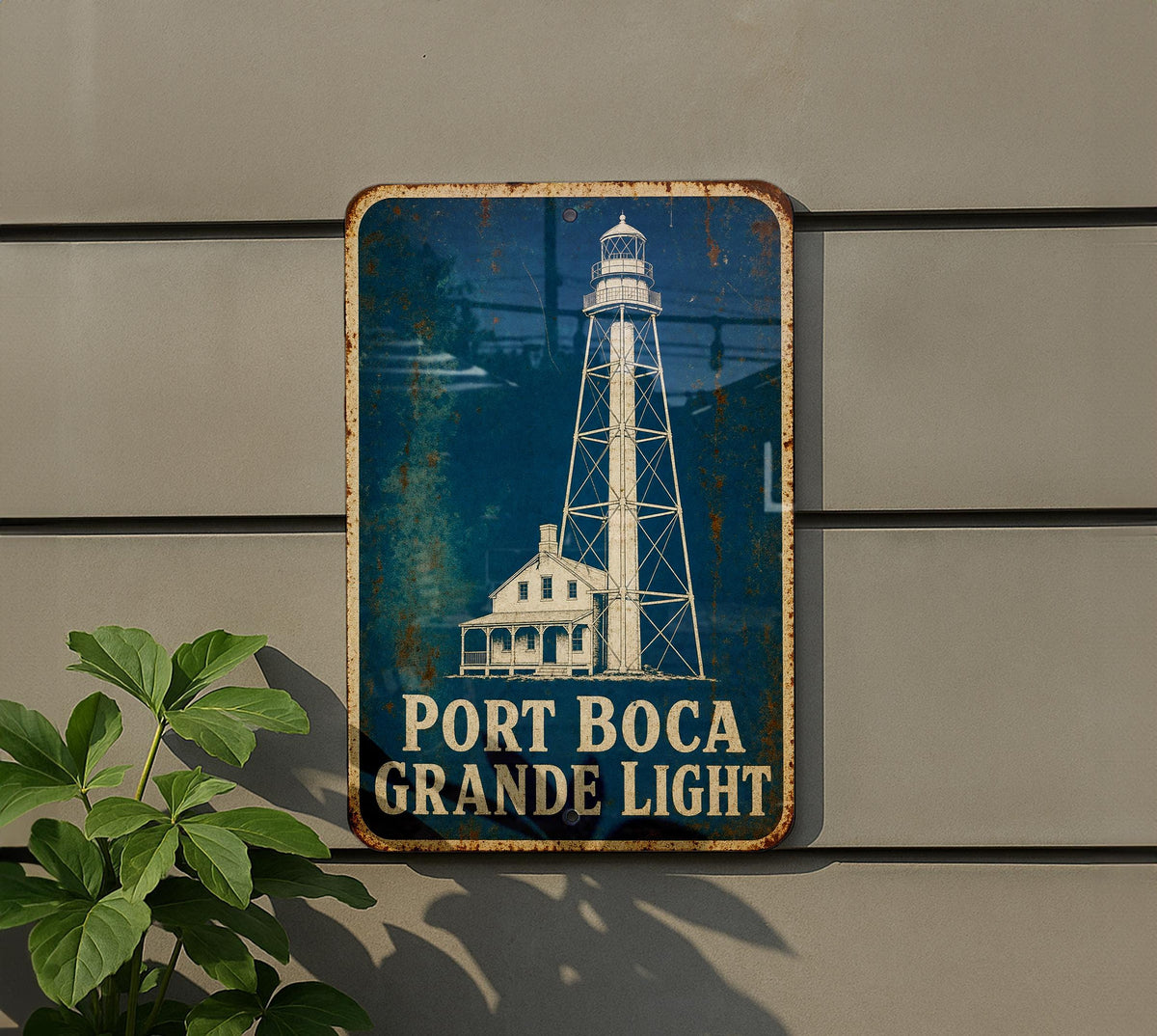 Port Boca Grande Light Lighthouse Metal Sign Vintage Blueprint Style Coastal Nautical Wall Decor Florida Lighthouse Sign — photo 6