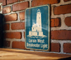 Lorain West Breakwater Light Lighthouse Metal Sign, Vintage Blueprint Style Lake Erie Coastal Landmark Wall Decor — photo 4