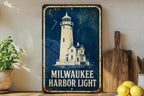 Milwaukee Harbor Lighthouse Metal Sign, Vintage Blueprint Style Lighthouse Wall Decor, Wisconsin Lake Michigan Coastal Gift — photo 5