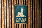 Penfield Reef Light Lighthouse Vintage Blueprint Metal Sign Coastal Nautical Decor Lake Erie Beacon Wall Plaque — photo 1
