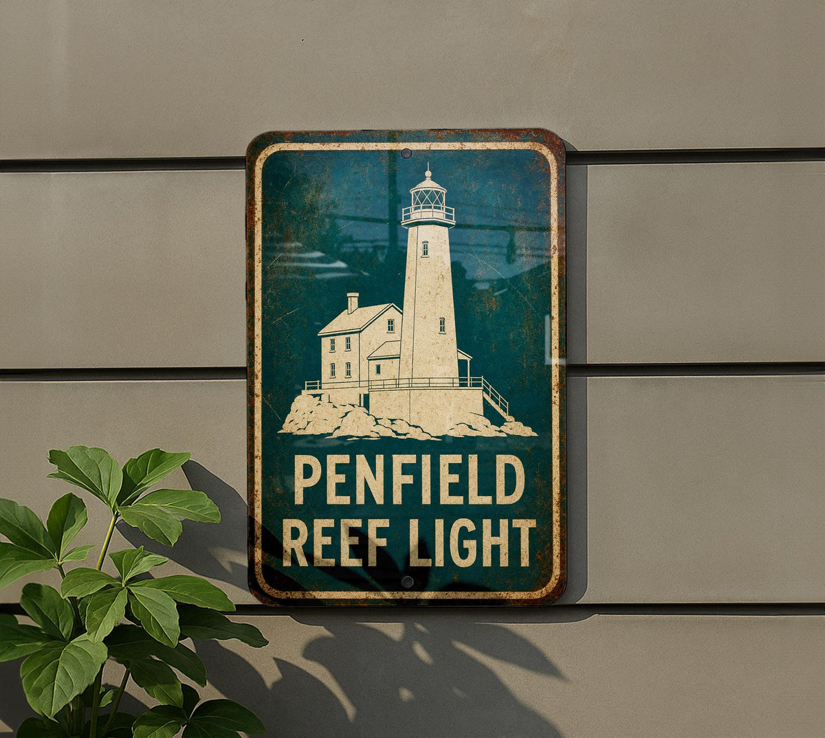 Penfield Reef Light Lighthouse Vintage Blueprint Metal Sign Coastal Nautical Decor Lake Erie Beacon Wall Plaque — photo 3