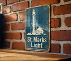 St Marks Lighthouse Metal Sign, Vintage Blueprint Style Coastal Beacon Wall Decor, Florida Lighthouse Sign, Nautical Gift — photo 3