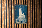 Tchefuncte River Light Lighthouse Metal Sign, Vintage Blueprint Lighthouse Wall Decor, Louisiana Coastal Nautical Sign — photo 1