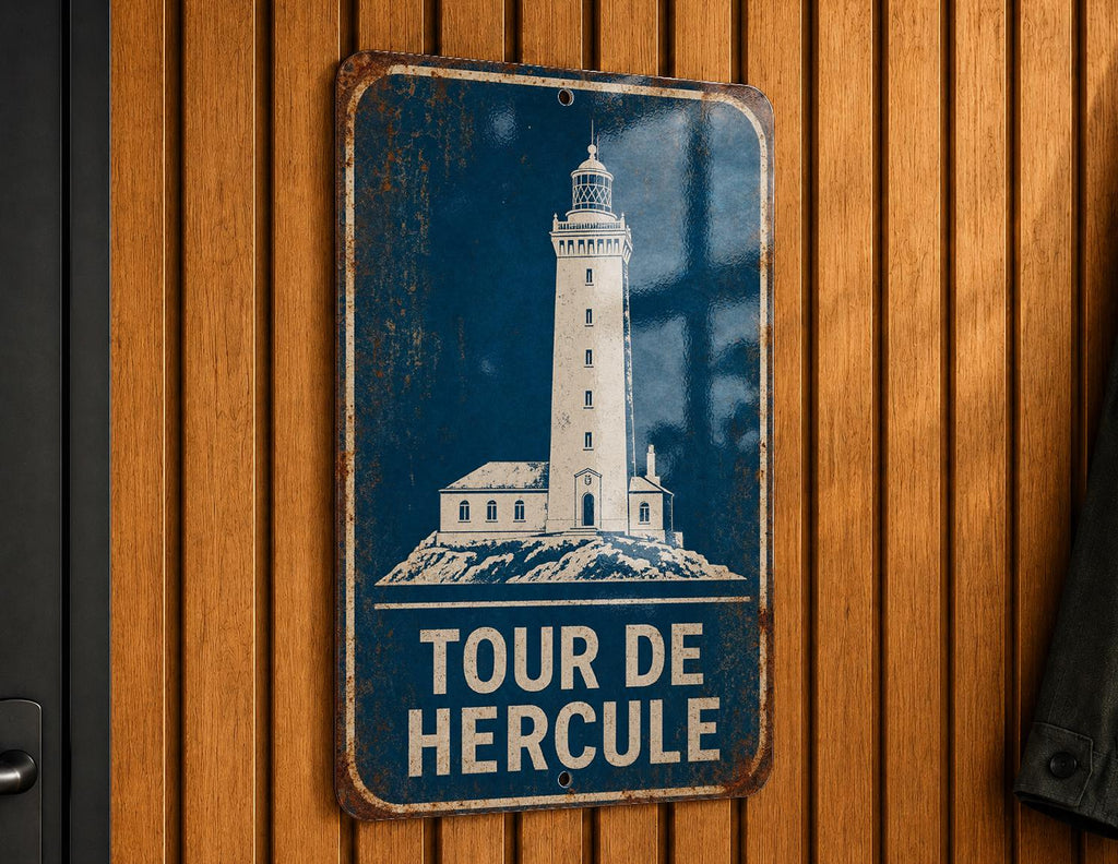 Tour de Hercule Lighthouse Metal Sign, Vintage Blueprint Lighthouse Wall Decor, Coastal Nautical Home Decor Sign — photo 3