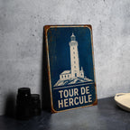 Tour de Hercule Lighthouse Metal Sign, Vintage Blueprint Lighthouse Wall Decor, Coastal Nautical Home Decor Sign — photo 4