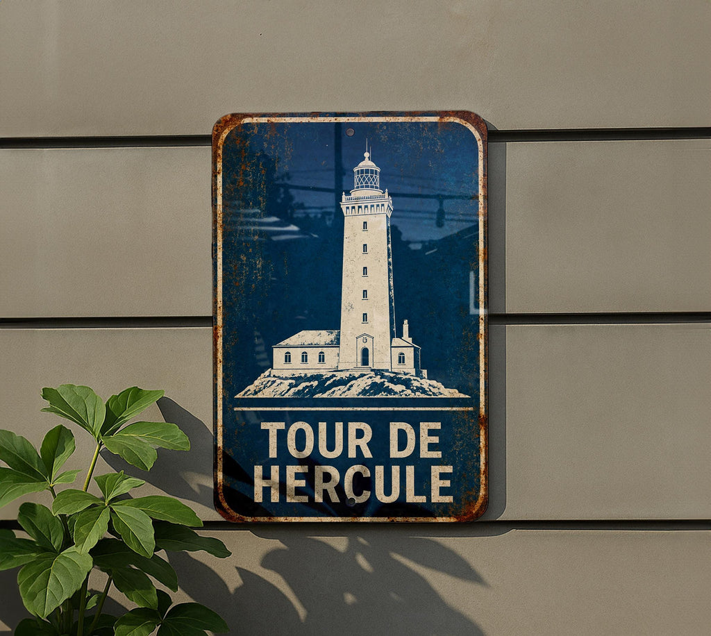 Tour de Hercule Lighthouse Metal Sign, Vintage Blueprint Lighthouse Wall Decor, Coastal Nautical Home Decor Sign — photo 6