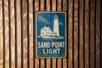 Sand Point Light Lighthouse Vintage Blueprint Metal Sign, Lake Michigan Coastal Nautical Wall Decor, Wisconsin Lighthouse Gift — photo 1