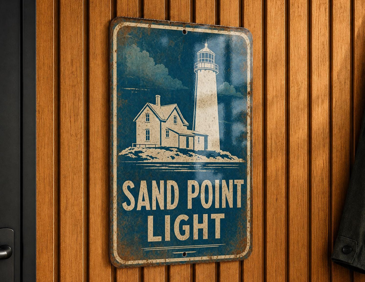 Sand Point Light Lighthouse Vintage Blueprint Metal Sign, Lake Michigan Coastal Nautical Wall Decor, Wisconsin Lighthouse Gift — photo 2