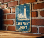 Sand Point Light Lighthouse Vintage Blueprint Metal Sign, Lake Michigan Coastal Nautical Wall Decor, Wisconsin Lighthouse Gift — photo 3