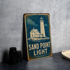 Sand Point Light Lighthouse Vintage Blueprint Metal Sign, Lake Michigan Coastal Nautical Wall Decor, Wisconsin Lighthouse Gift — photo 5